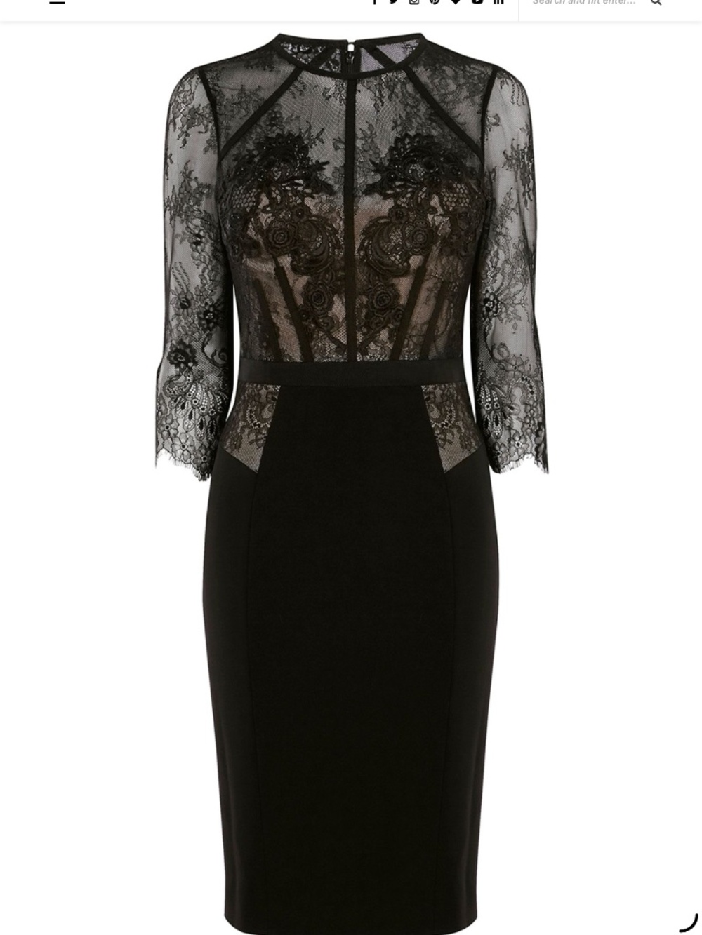KAREN MILLEN crepe and lace midi dress